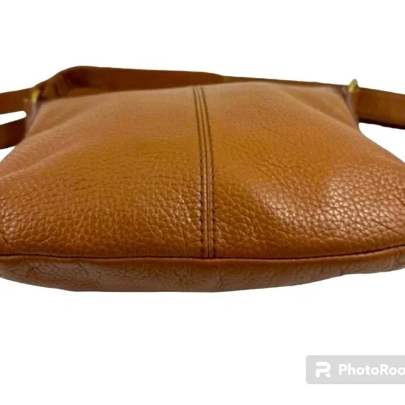Fossil Cognac Brown Pebbled Leather Crossbody Bag - Picture 4 of 13